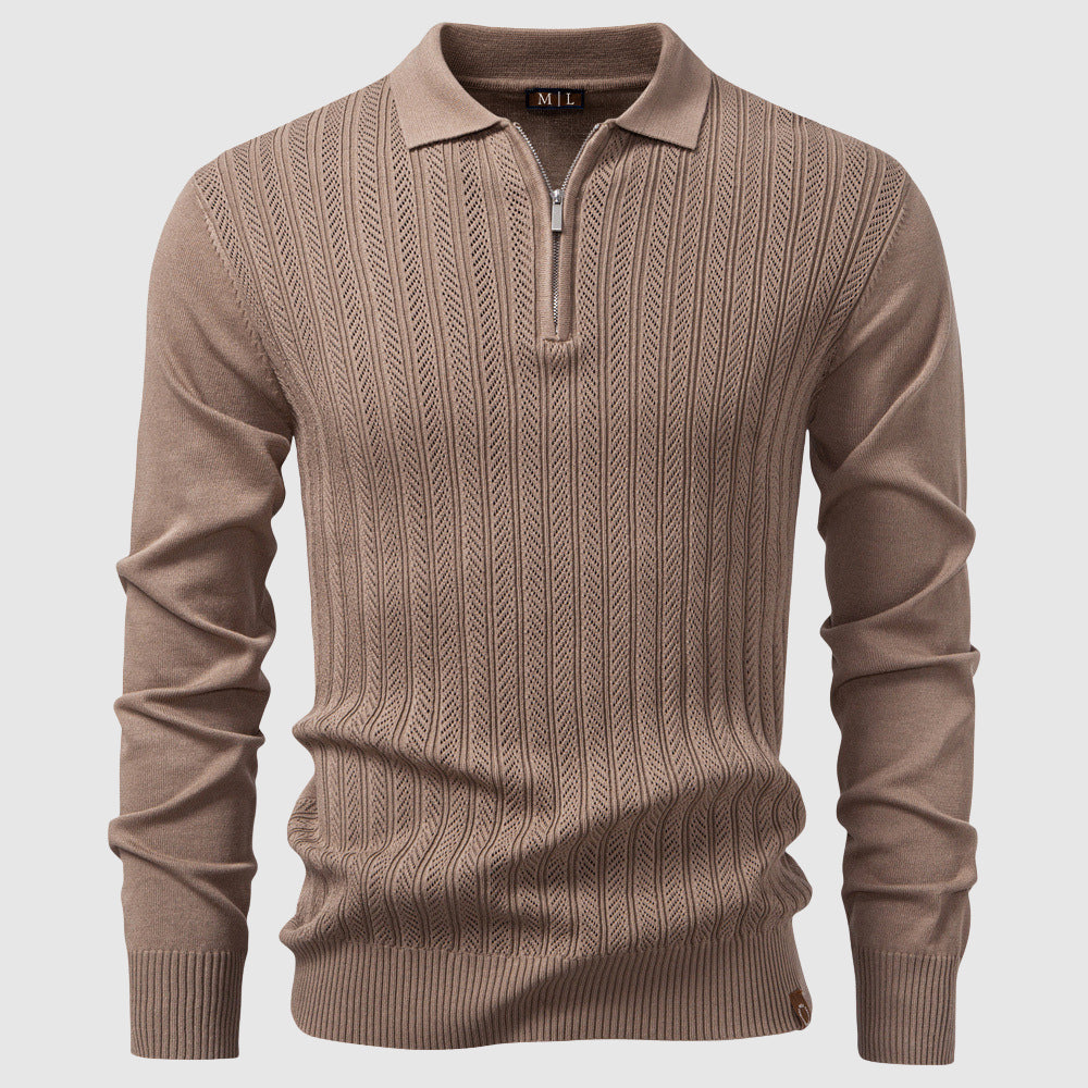 george quarter zip polo sweater heren beige – mokum amsterdam™