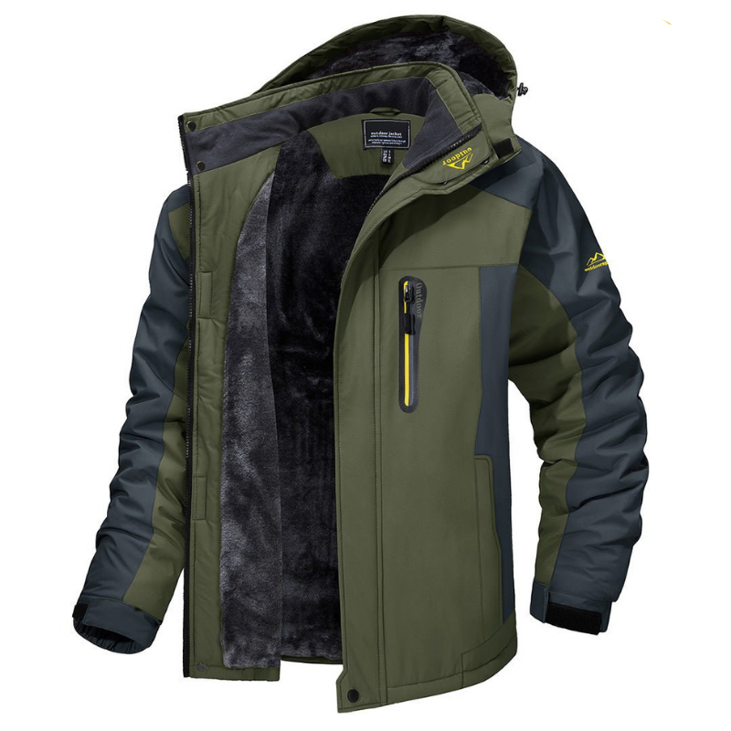 Polar Outdoor Jacket – heren outdoor jas, waterafstotend en winddicht met fleecevoering en afneembare capuchon