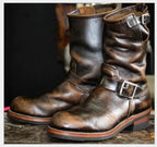 Mokum mittelhohe Stiefel | Herren-Lederstiefel – Schnallenverschluss und Goodyear-Sohlen-Finish