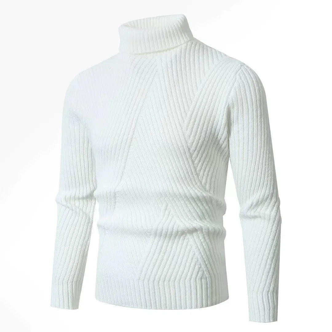 Men's Turtleneck – Slim Fit – Ribbed Wool – Long Sleeves – Comfortable Fit