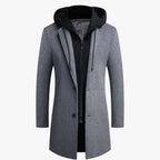 Orvato Wool Jacket – heren jas van wolmix met tailored fit en afneembare capuchon, halflang model