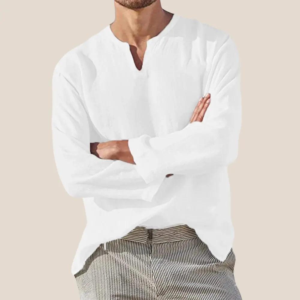 Miran Linen Shirt | Heren Linnen Shirt met Lange Mouwen – Ademend, Licht & Casual Fit