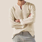 Miran linen shirt – heren linnen shirt met lange mouwen casual fit, knopen en kraag, luchtig shirt