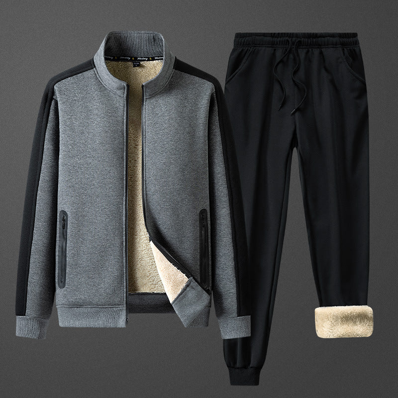 Comfortabele grijze heren loungeset met overshirt en broek in relaxed fit van Mokum Alef