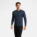 Ribbed long sleeve shirt heren slim fit zacht casual T-shirt