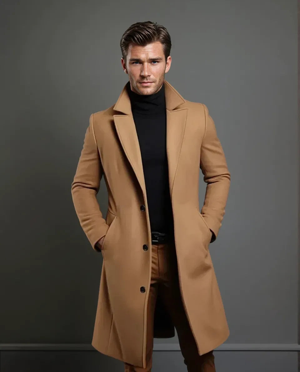 Marvoro Wool Coat – męski płaszcz wełniany, najwyższej jakości, stylowy płaszcz zimowy dla mężczyzn