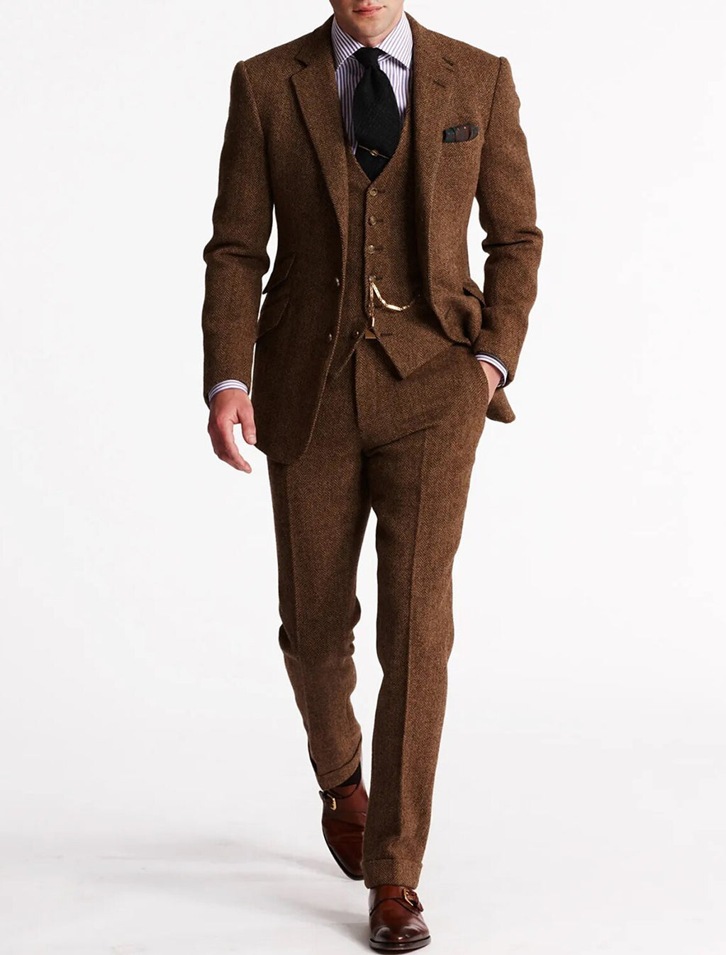 Marvaco 3-delig herenpak – slim fit pak met jasje, pantalon en gilet, elegant en klassiek