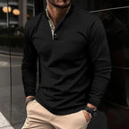 Glide Luxe Langarm-Polo – Premium herfst-polo voor heren