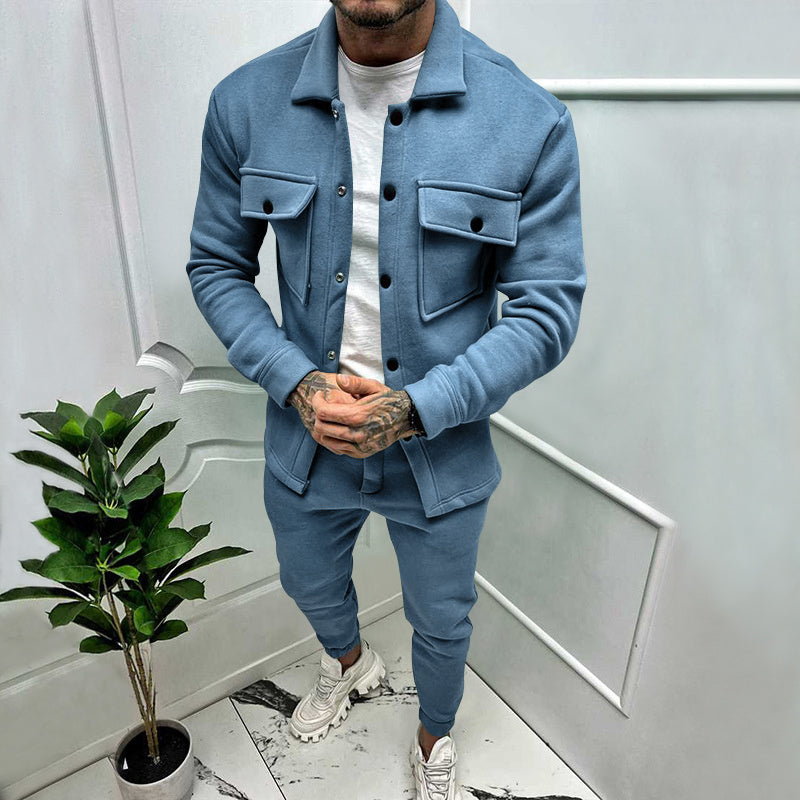 Tweedelige heren set met overshirt en pantalon in relaxed fit van Mokum Alef
